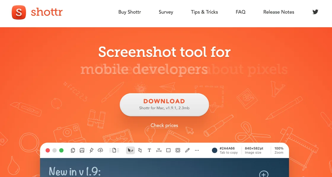 The Shottr homepage
